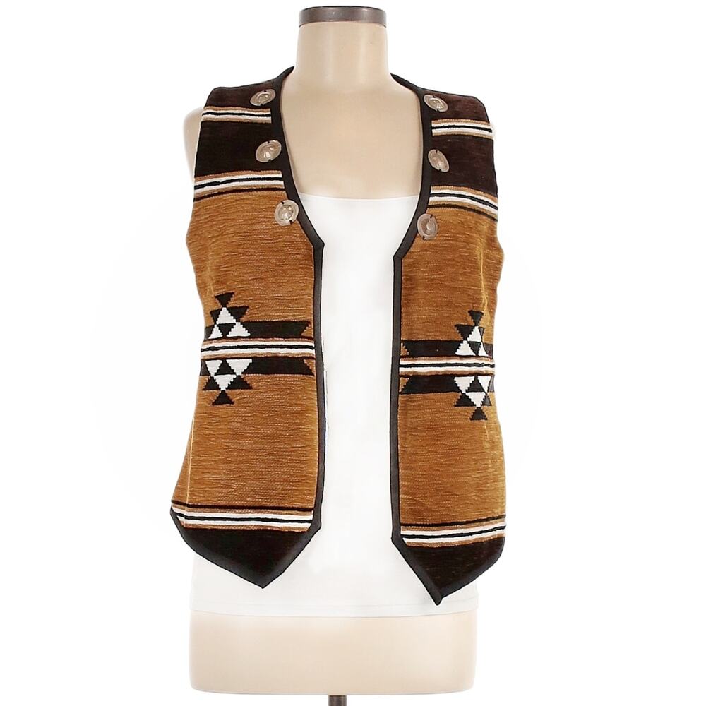 ALIX OF BOHEMIA Oakley Vilim chenille tribal stripe embellished boho vest Size M